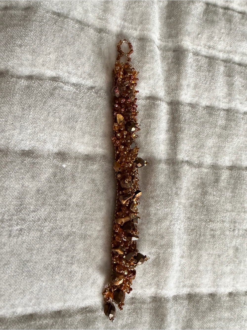 Beaded Cluster Bracelet in Amber Brown